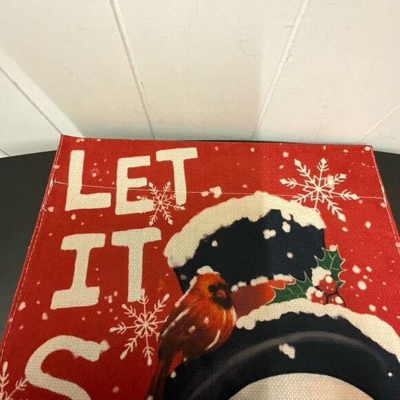 NWOT Double Sided Winter Let it Snow Holiday Flag Decor Christmas Red - Picture 2 of 7